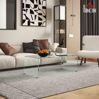 Modern Tempered Glass Coffee Table for the Living Room with Monobloc Design, 100x50x35 cm, Transparent