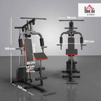 HOMCOM Power Tower Fitness Station Weights 65kg, 135x103x210cm, Black Red