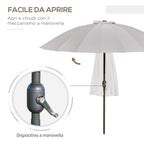 Garden and Terrace Umbrella 2.5x2.5 m with Crank and 18 Ribs and Tiltable, Grey