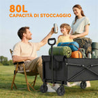 Outsunny 80L Folding Garden Cart with Adjustable Handle, Metal and Oxford Fabric, 78x47.5x92 cm, Black