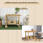 Outsunny Wooden Garden Food Cart with 2 Shelves and Bottle Holder, 95x47x74 cm, Wood Color