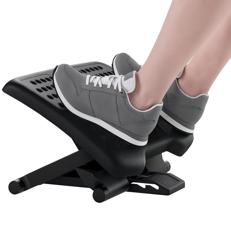 Ergonomic Desk Footrest with Massage Rollers, Height and Angle Adjustment, Black