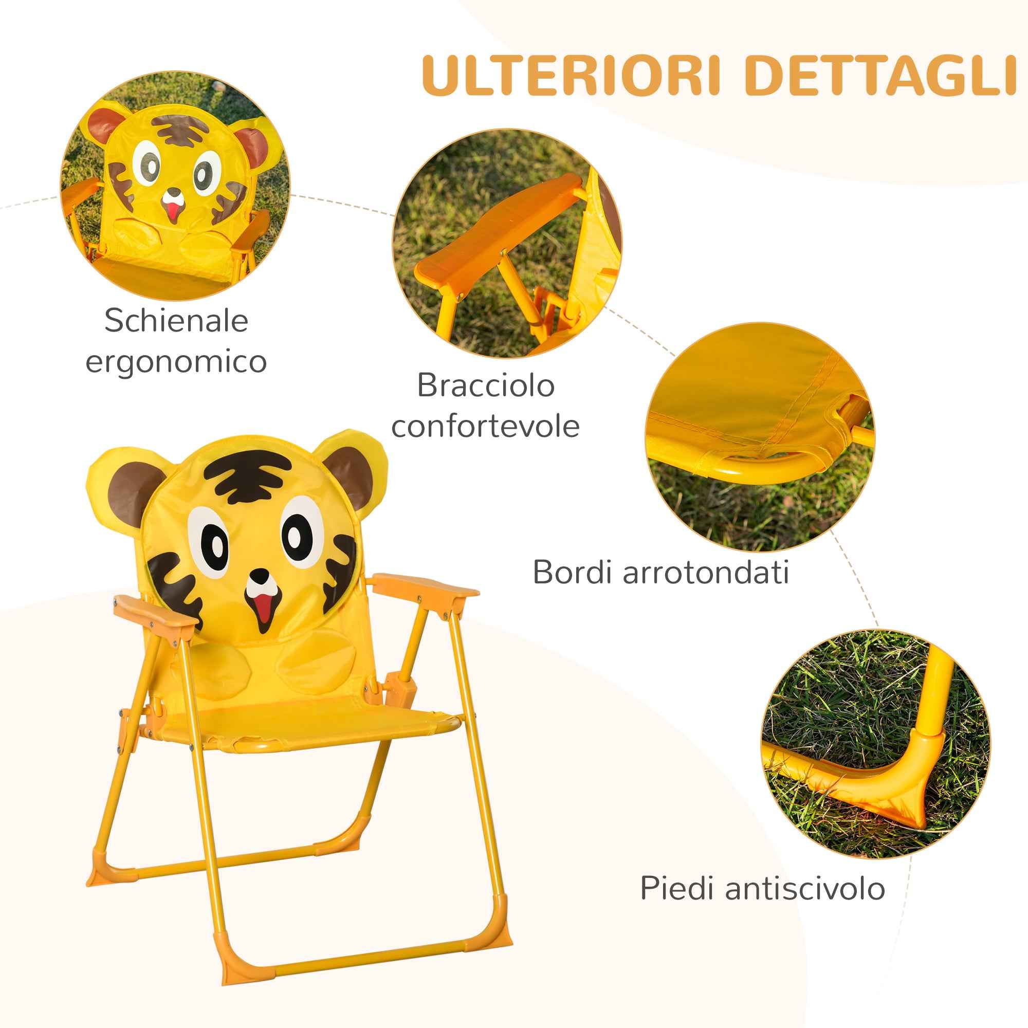 Outsunny 4-Piece Kids Outdoor Set with 2 Chairs, Umbrella, and Round Table, Steel and Yellow Oxford Fabric