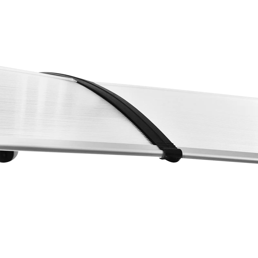 Outdoor Canopy Shelter 195x75cm in Polycarbonate and Aluminum for Balcony Windows and Doors, Transparent - Borge' Group Limited