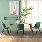 HOMCOM Set of 4 Modern Padded Chairs with Curved Back, in Velvet Effect Fabric and Steel, 50x52x83 cm, Green - Borgè