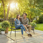 Outsunny 2-Seater Rattan Sofa, Loveseat with Woven Seat and Backrest, Black.