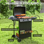 Gas Barbecue with 3 Independent Burners and Lid with Thermometer, 108x54x97 cm, Black