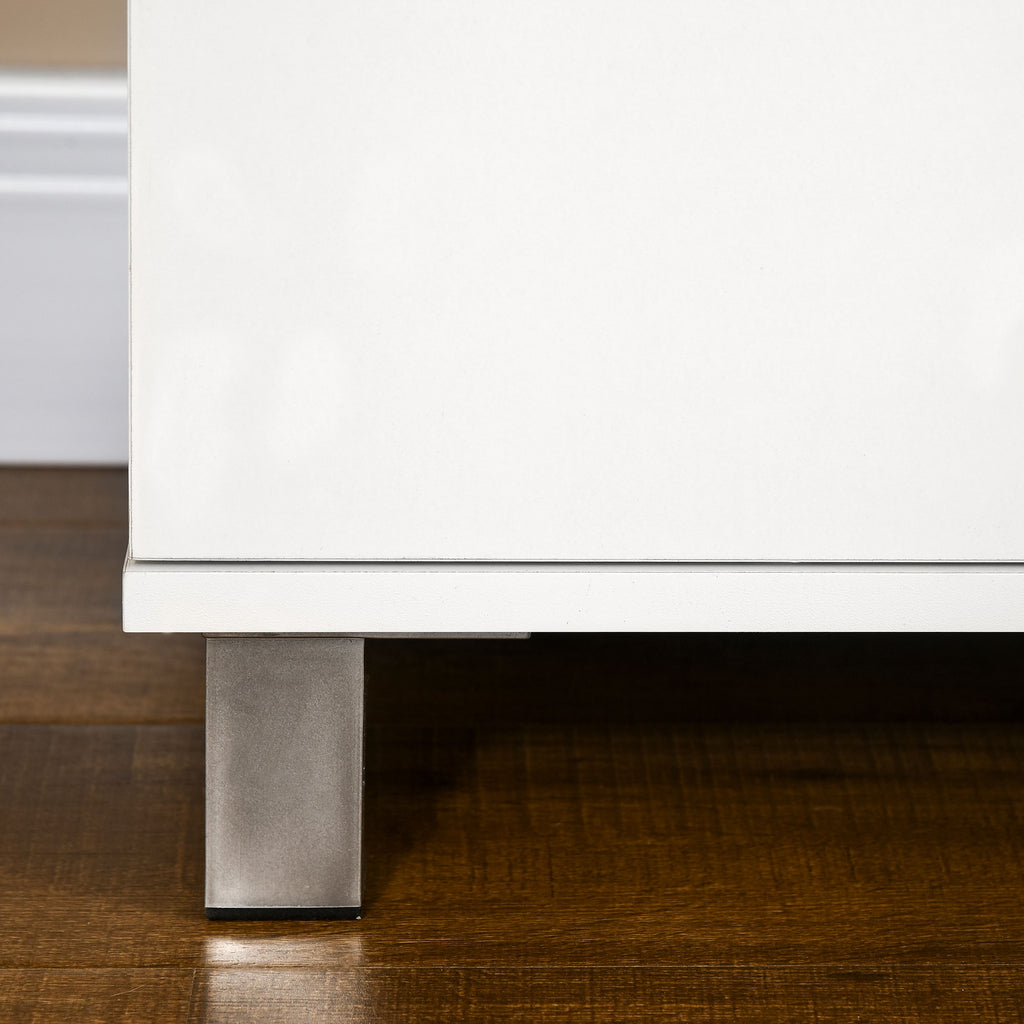 4 Drawer Wooden Bedroom Chest with Metal Handles, White