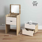 HOMCOM 3-in-1 Dressing Table with Mirror, Storage, 2 Drawers and Stool, Wooden, 50x40x78 cm, White and Oak