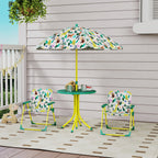 AIYAPLAY Kids Picnic Table and Chair Set with Green Umbrella