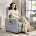 HOMCOM Reclining Chair 135° max in Linen Effect Fabric, Foam, Steel and Wood, 73x86x100 cm, Light Grey