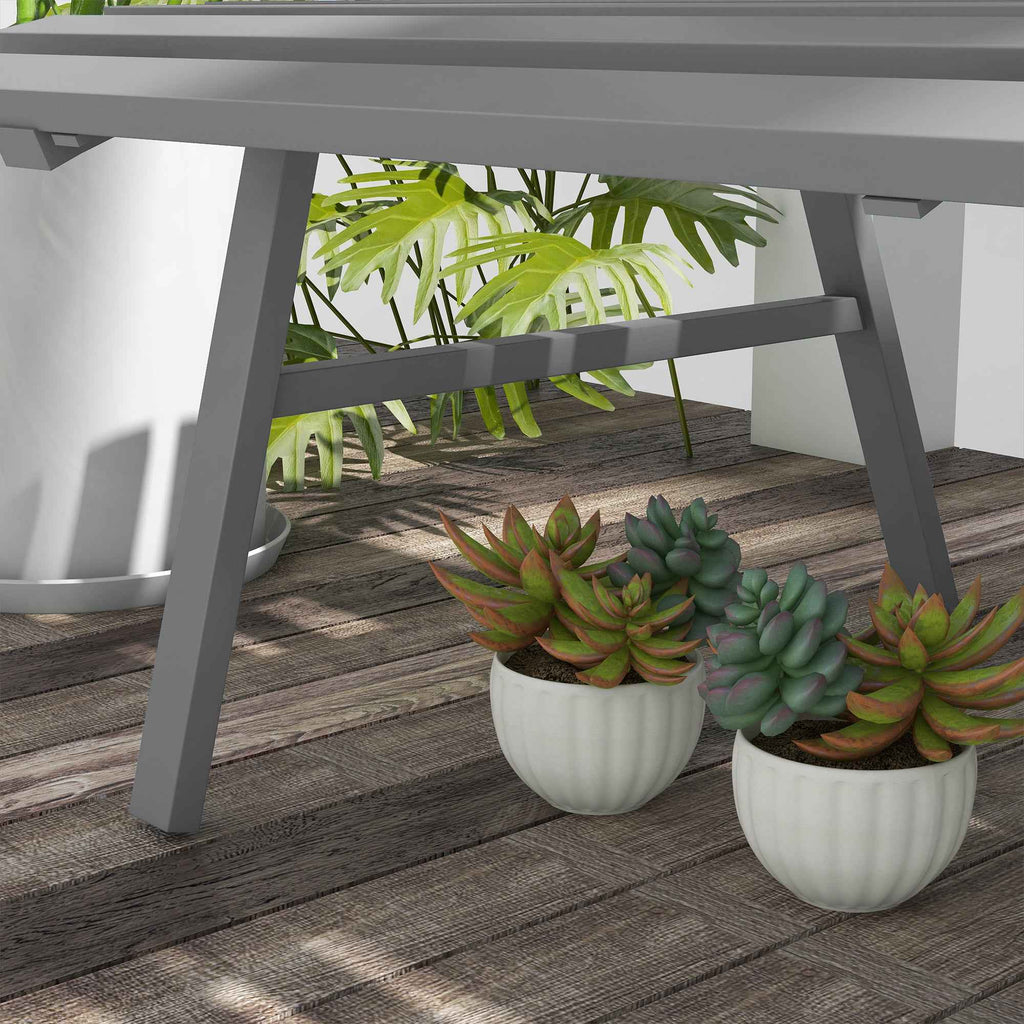 Outsunny 2-Seater Garden Bench with Aluminum Slats, 123x67x79 cm, Gray