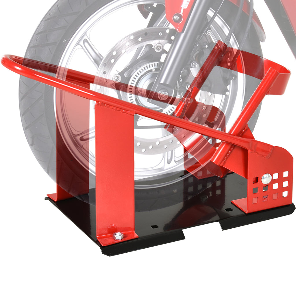 HOMCOM Metal Front Motorcycle Lift Stand for up to 450kg with Pre-Drilled Sections, 27.5x51-69x34 cm