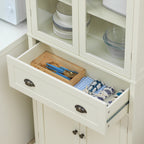 Homcom Mobile 5 -level pantry with central drawer in MDF and chipboard, 76x40x182.5 cm, cream white - Borgè