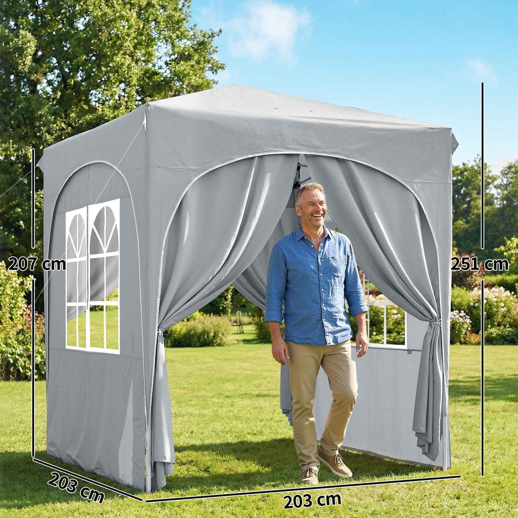 Outsunny Folding Gazebo Portable Garden Gazebo UPF50+ 2x2m Light Grey