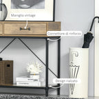 Vintage Style Metal and Wood Console Table with 2 Drawers and Shelf, 100x35x76.5cm, Brown