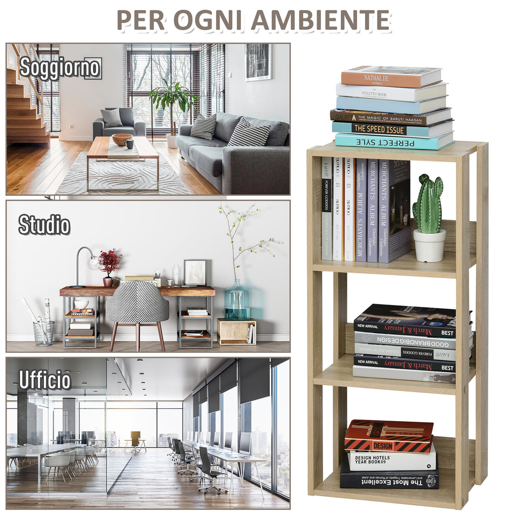 Wall-Mounted Wooden Bookcase with 3 Shelves, Anti-Tip, Non-Slip Feet, 40x29.2x87.9cm