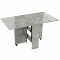 HOMCOM Folding Dining Table with Shelves, Drop-Leaf Top and Wheels, Cement Grey