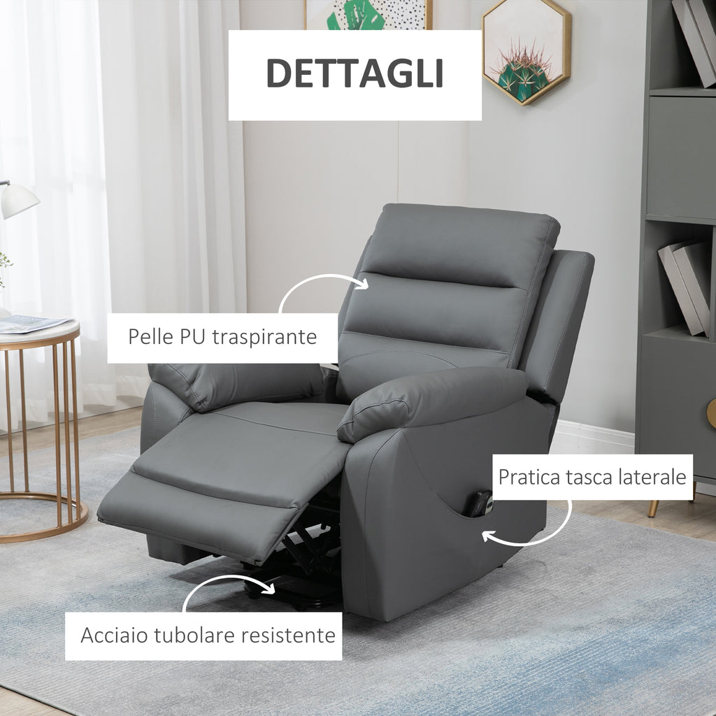 Lift Chair Reclining up to 135° with 8 Massage Points, Remote Control and Footrest, 91x86x101 cm
