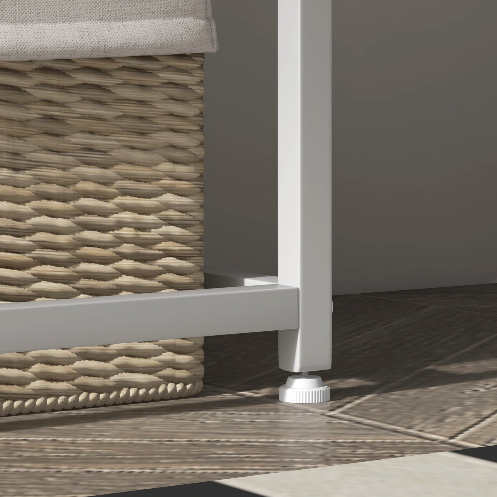 Console Table for Entrance Hall with Open Shelf, in Steel and Chipboard, 100x30x87 cm, White - Borgè