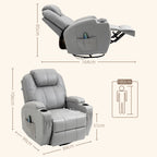 Massage Recliner Chair with Footrest and Remote Control, PU Leather, 89x99x106 cm, Grey