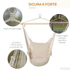 Outsunny Shabby Chic Indoor/Outdoor Rope Garden Hammock, White