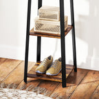 Coat Rack with 8 Hooks, 3 Shelves and Top Shelf, 34x34x170 cm, Brown