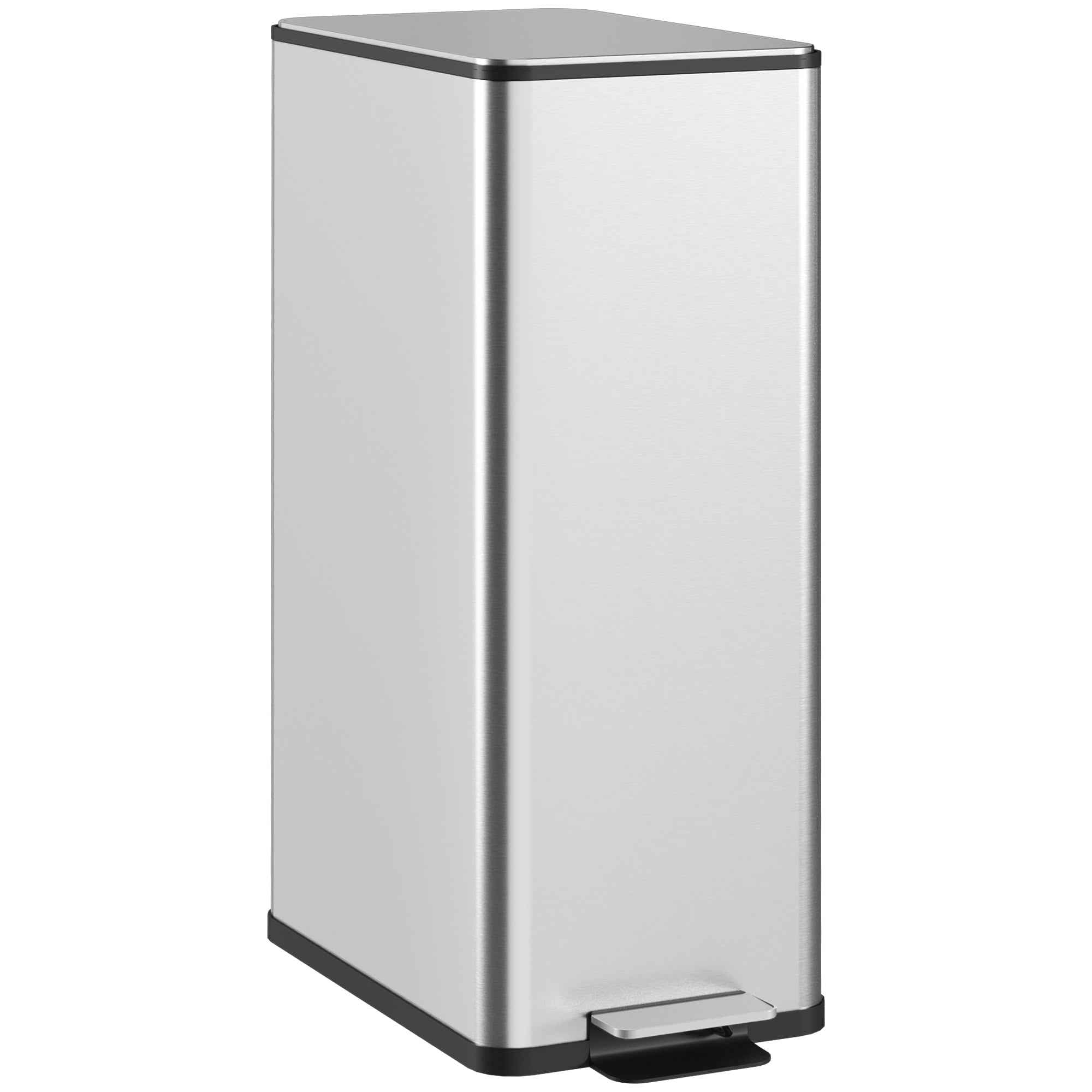 HOMCOM 20L Dustbin with Soft Closure and Removable Bucket, Steel and PP, 21.5x37.2x57 cm, Silver