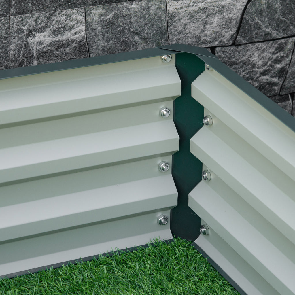 Open Bottom Raised Garden Bed with Covering, in Galvanized Steel, 120x120x30 cm, Green - Borgè
