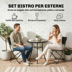 Outsunny 3-Piece Bistro Set with 2 Texteline Chairs, Semi-Circular Tempered Glass Table, Black
