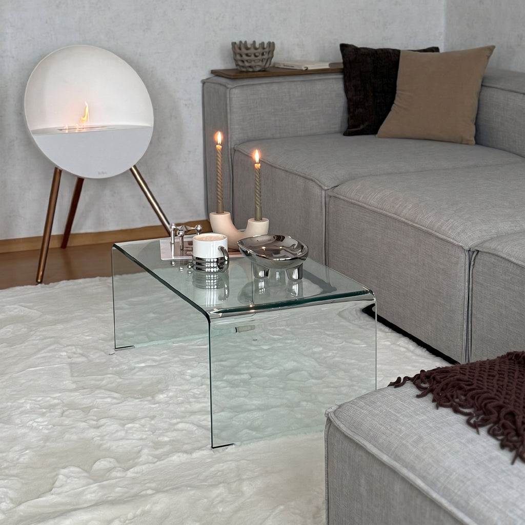HOMCOM Modern Tempered Glass Coffee Table with Monoblock Design, 80x45x35 cm, Transparent