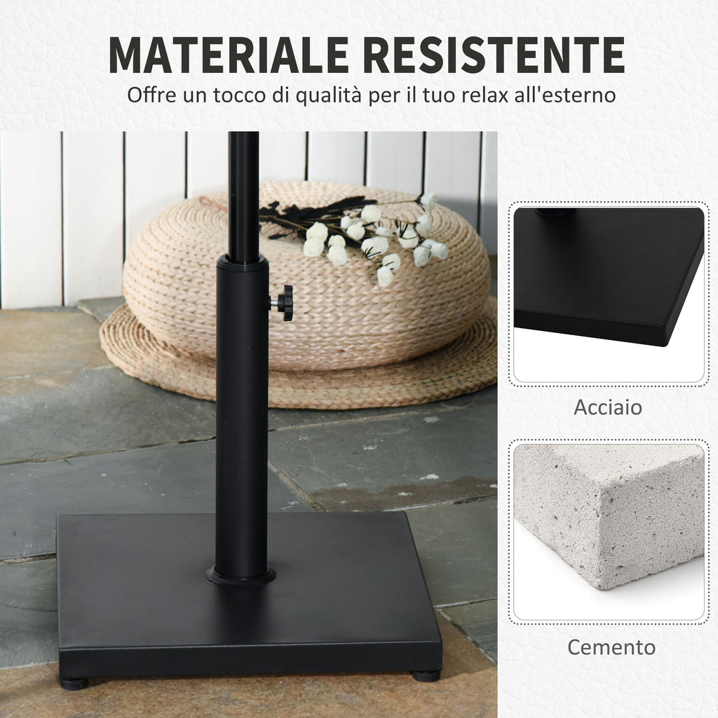 Parasol Base 13kg Concrete with Glossy Finish, 40x40x43 cm, Black