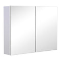 Bathroom Wall Cabinet with Mirror and 3 Shelves in White MDF 80 x 60 x 15cm