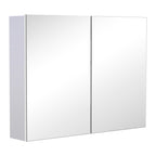 Bathroom Wall Cabinet with Mirror and 3 Shelves in White MDF 80 x 60 x 15cm