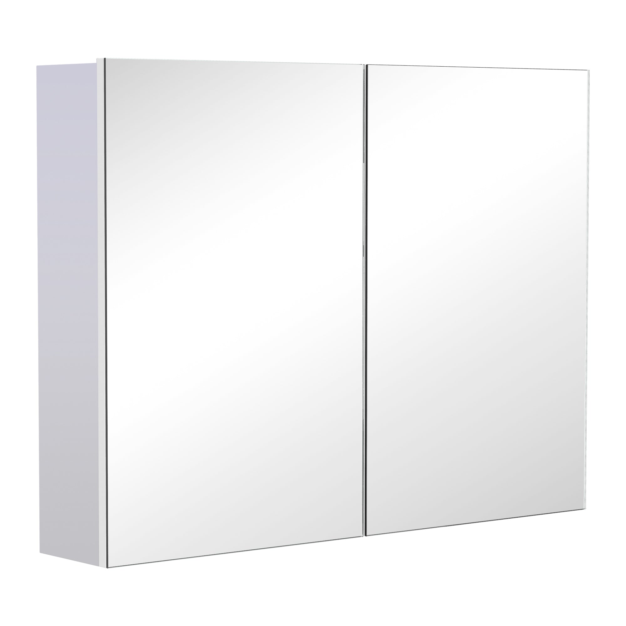 Bathroom Wall Cabinet with Mirror and 3 Shelves in White MDF 80 x 60 x 15cm