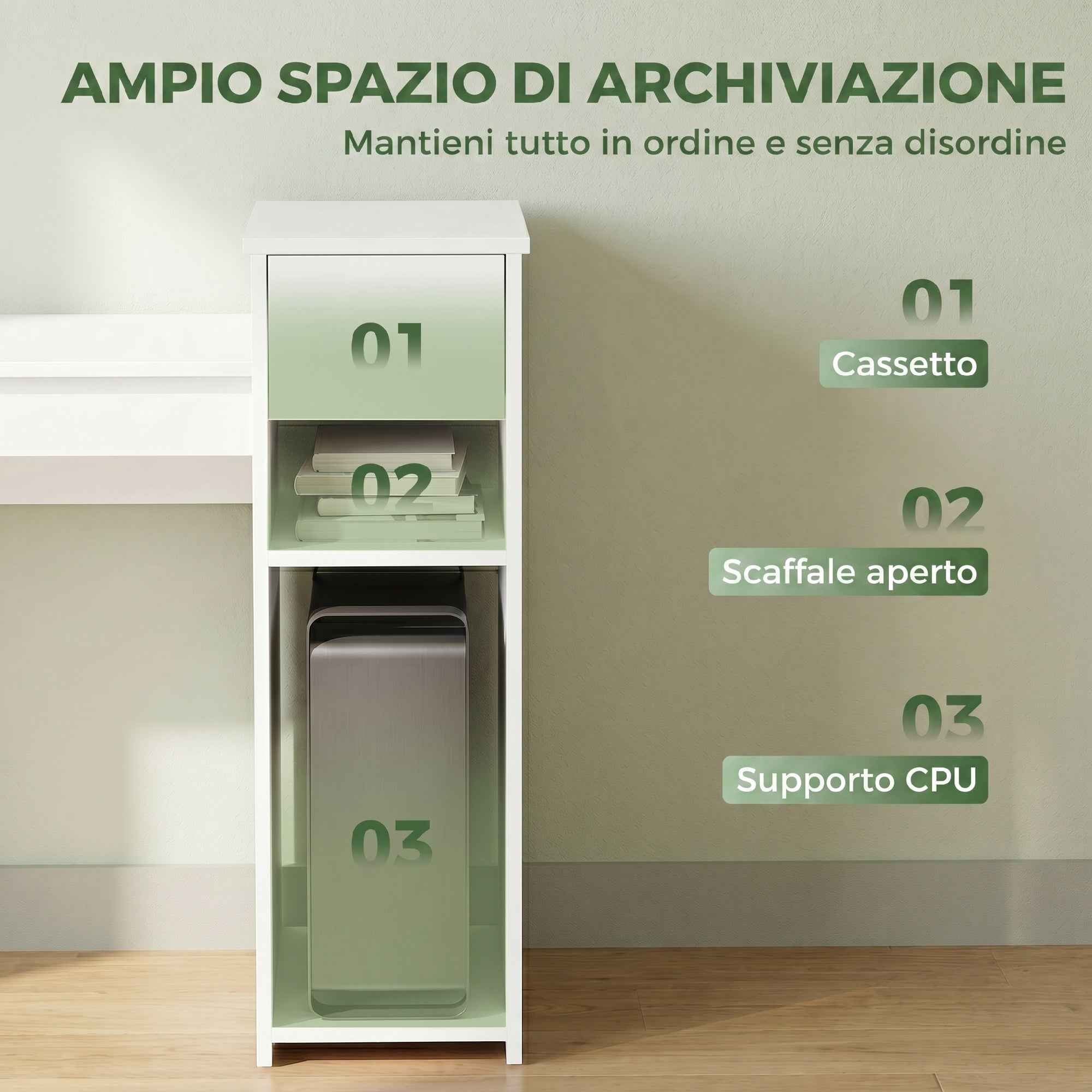 HOMCOM 108cm Study and Writing Desk with Drawer and Shelves, White