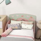 Children's Bed for 3-6 Years with Raised Edges, Slats and Animal Print, 140x70 cm, Pink