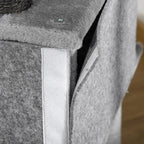 Cat Scratching Tree with Pole, House, Bed, Hammock and 2 Wooden and Plush Toys, 48x48x107 cm, Grey