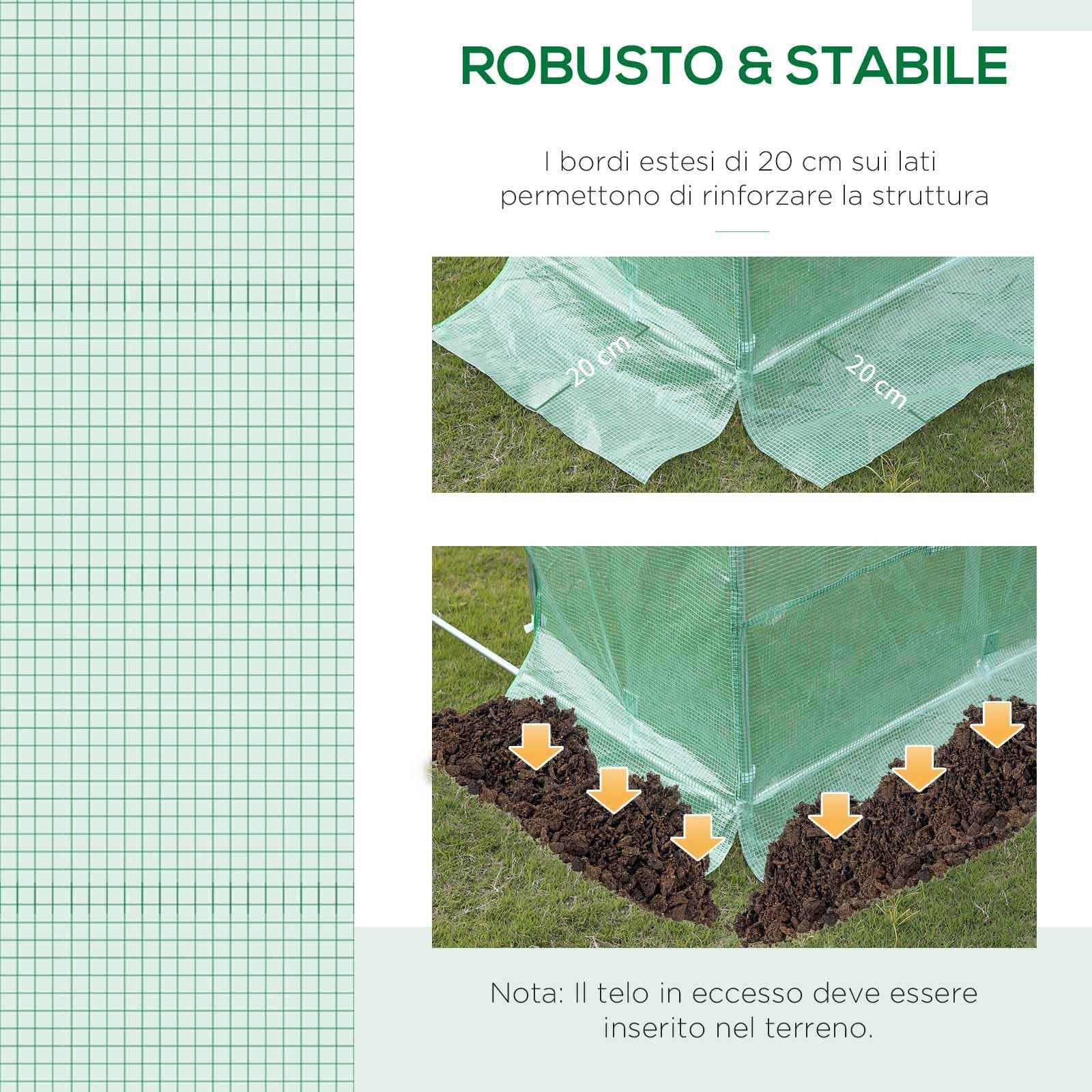 Outsunny PE Greenhouse Cover with 6 Windows, Roll-Up Door and Buried Edges, 3x3x2 m, Green