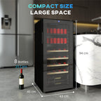 HOMCOM 92L Wine Refrigerator with Adjustable Shelves for 20 Bottles and 50 Cans, 43x45x94 cm, Black