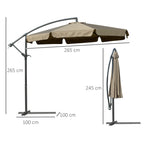 Garden Umbrella with Crank Opening in Metal and Polyester, Ø2.7x2.7 m, Coffee