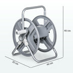 Wall Mounted and Freestanding Garden Hose Reel for 40m Hose with Crank Handle, Grey