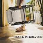 Set of 2 Folding Zero Gravity Deck Chairs with Adjustable Backrest and Table, Beige