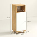 Space-Saving Bathroom Cabinet with 2 Shelves and Open Compartment, 30x30x79.7 cm, White and Wood