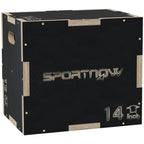 3-Height Plyometric Jump Box in Non-Slip Wood, 41-36-31cm, Black