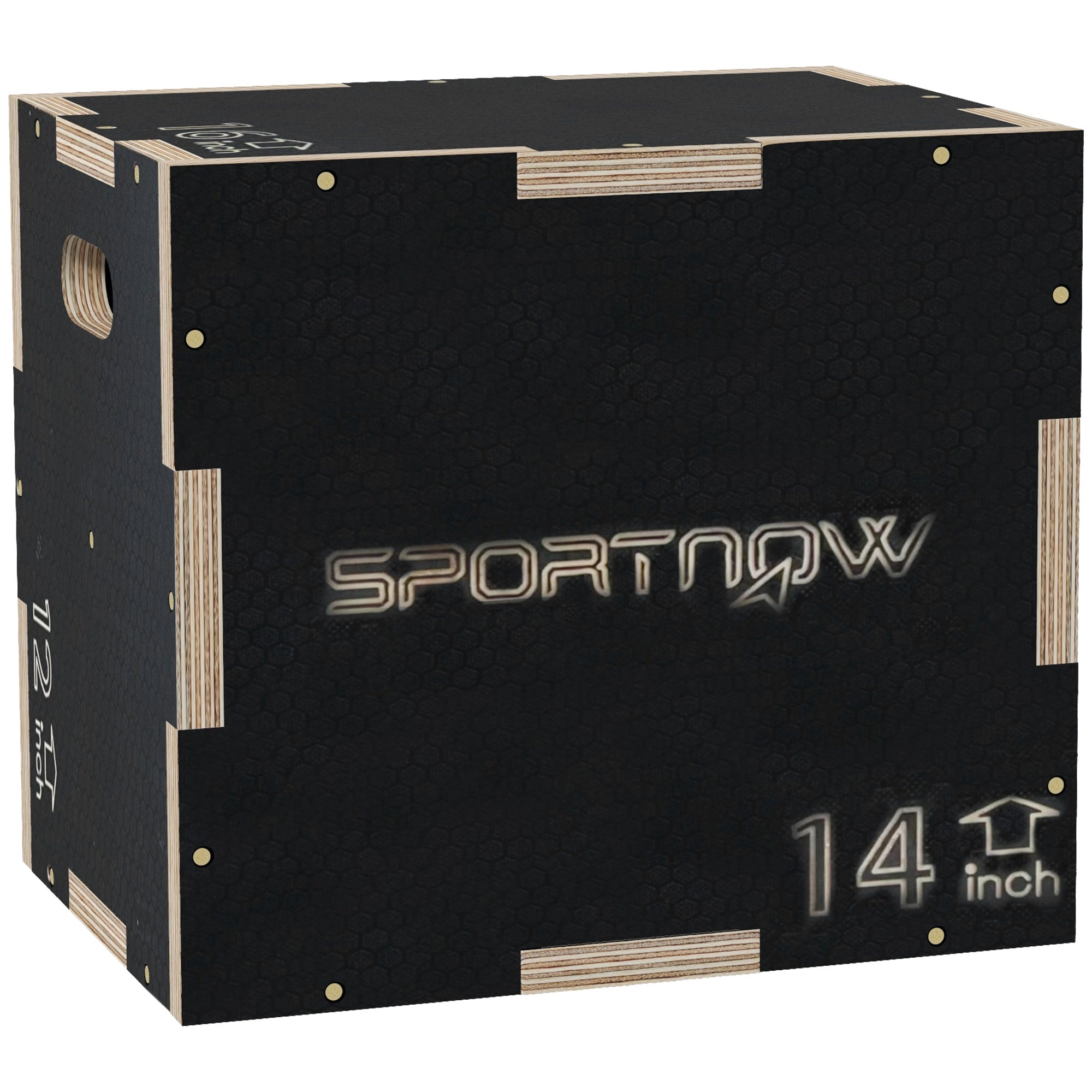 3-Height Plyometric Jump Box in Non-Slip Wood, 41-36-31cm, Black