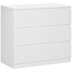Modern 3-Drawer Chest of Drawers Without Handles for Bedroom and Living Room, 80x39x73 cm, White