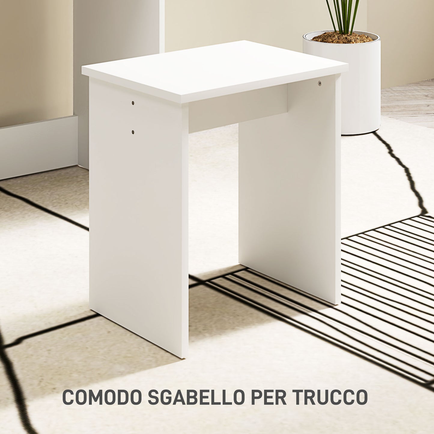 Make-up Table with 3 Shelves and Drawers with Mirror and Stool, 75x40x137 cm, White