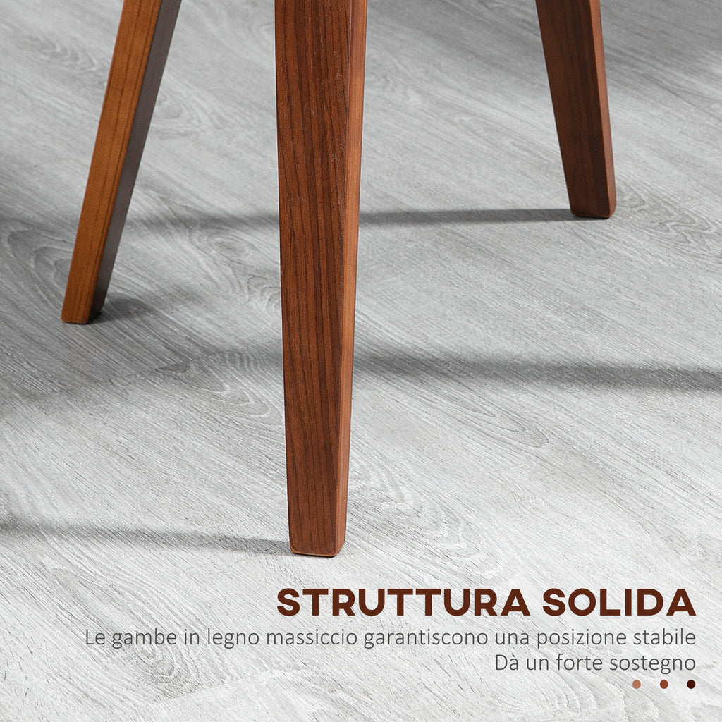 Set of 2 Vintage Style Dining Chairs Padded in Wood and PU Faux Leather, Black and Wood