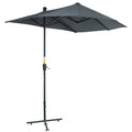 Semicircular Umbrella with Crank and Anti-UV Canopy, 200x190x240 cm, Gray
